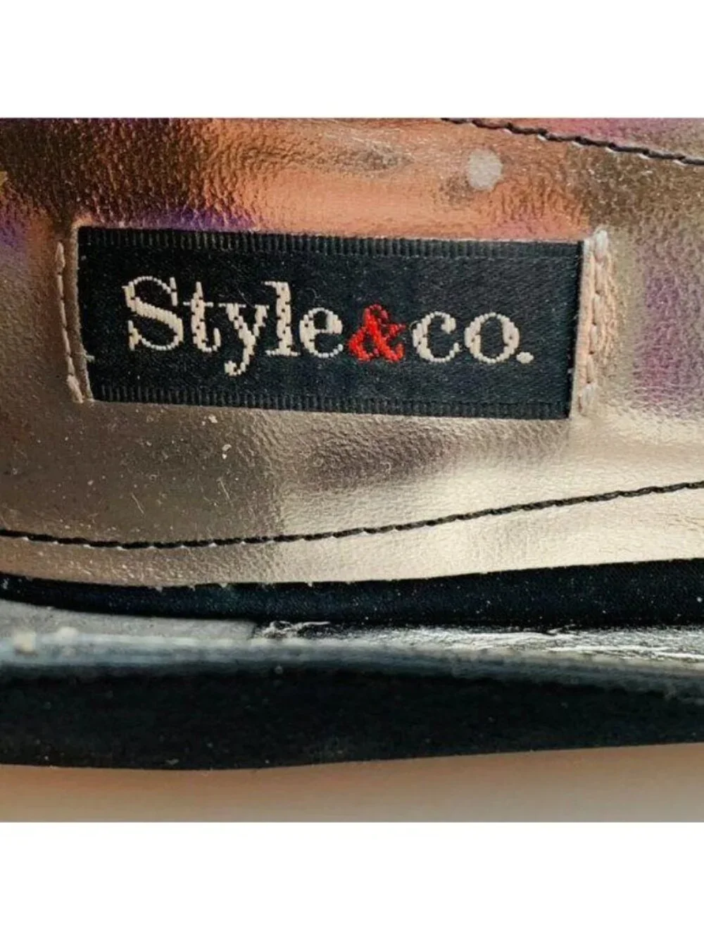 Style & Co Black Satin Peep Toe Heels With Rhinestone Embellishment